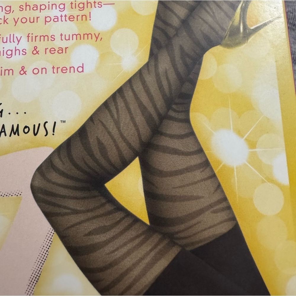 Lot of 2 Star Power by SPANX Black Tiger Patterned Shaping Tights Size B - Picture 7 of 8
